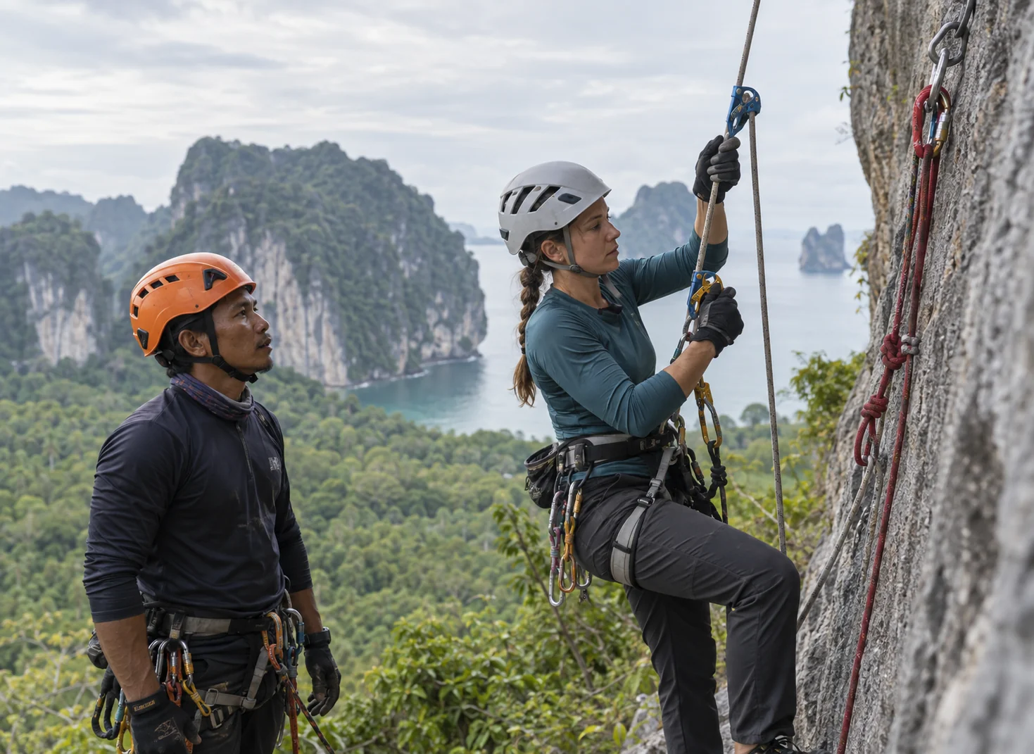 Climbers completing technical readiness training