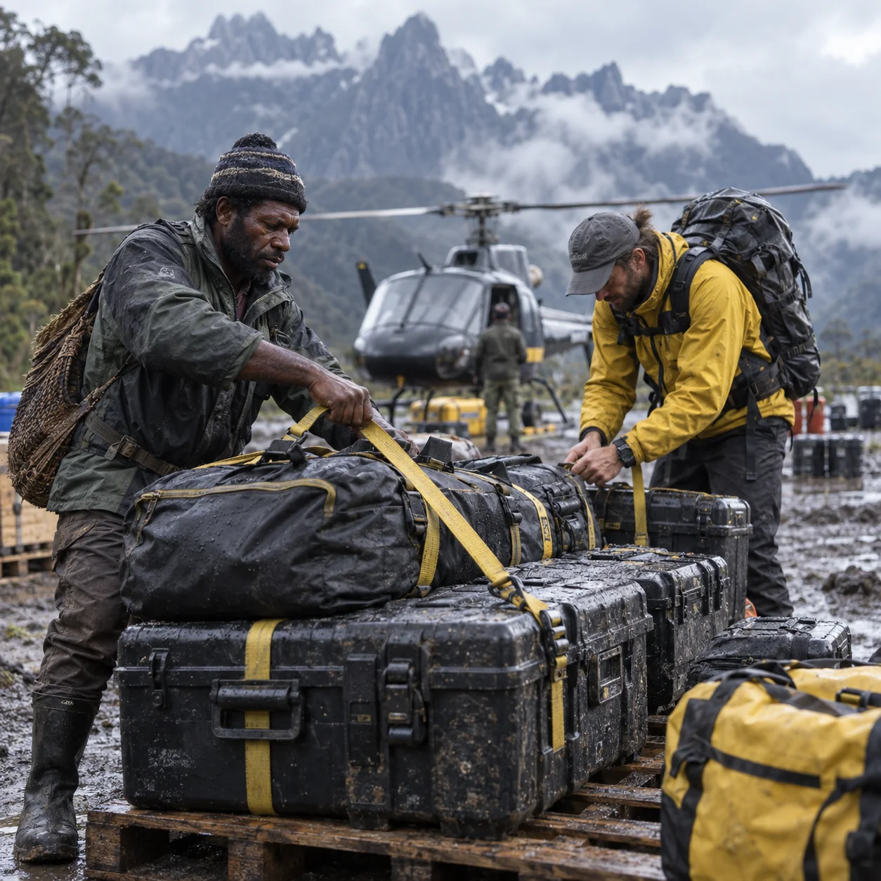 Carstensz expedition logistics at a remote staging point